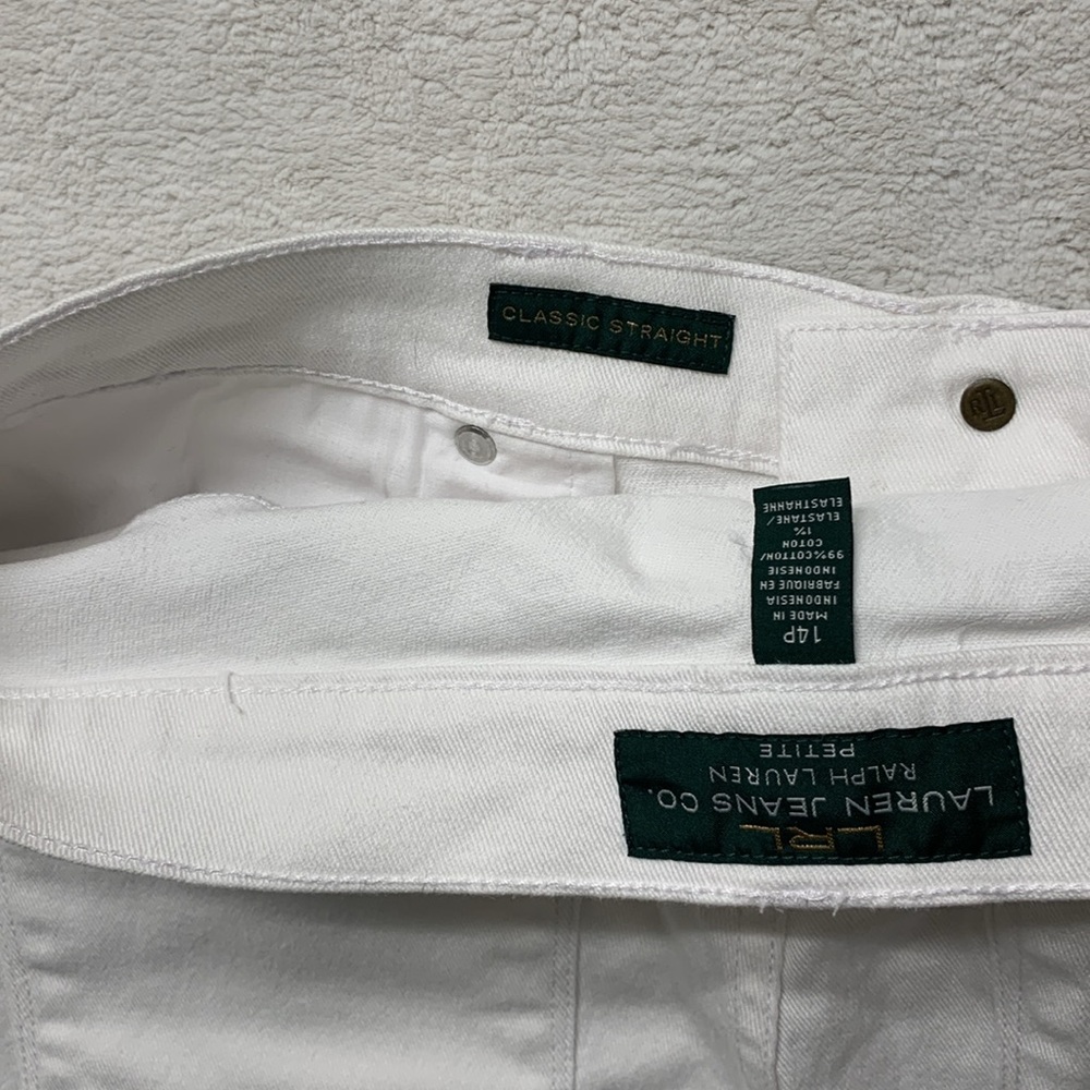 LAUREN JEANS CO. RALPH LAUREN petite WHITE classic Straight size 14p - Picture 8 of 8